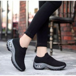 Ladies Sneakers Shoes, Breathable Mesh Sock- Black
